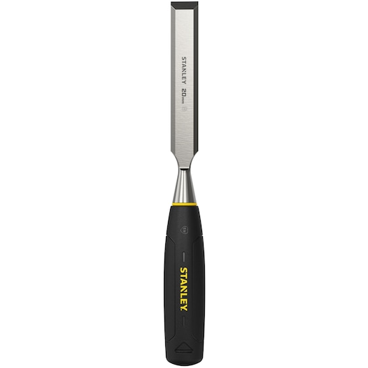STANLEY 20mm chisel with black and yellow handle, shown upright against a white background.