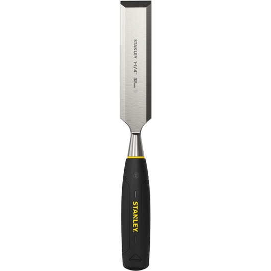 Stanley chisel with a black handle and 32mm blade, designed for woodworking and carving tasks.