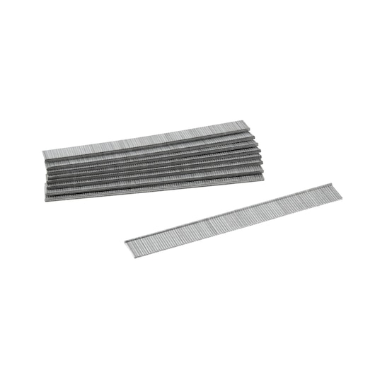 STANLEY 0-SWK-BN0625 silver brad nails bundle, photography, front angle, construction fasteners on white background.