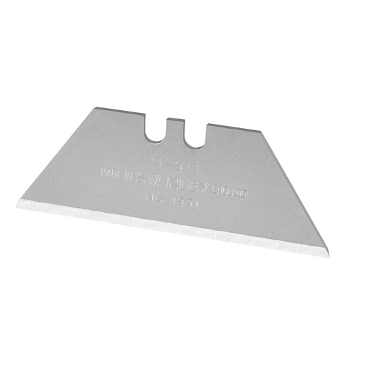 Stanley 1-11-911 utility blade with straight edge, silver metal, used for cutting tasks in photography.