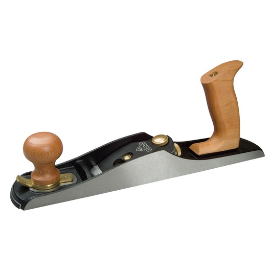 Photo of STANLEY 1-12-137 hand plane with wood handles, side angle, for woodworking.