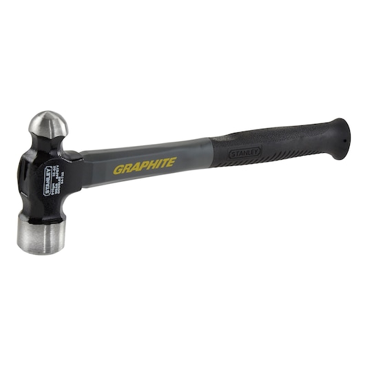 Stanley graphite ball pein hammer with black handle and metal head, suitable for metalwork and striking tasks.