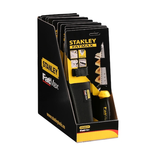 Stanley FatMax JetCut saws displayed in black and yellow retail packaging box.