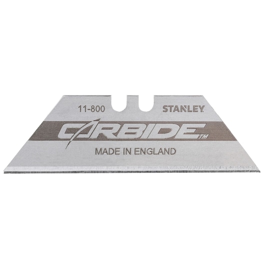 STANLEY 8-11-800 utility knife blade, silver color, photographed from the front on white background.