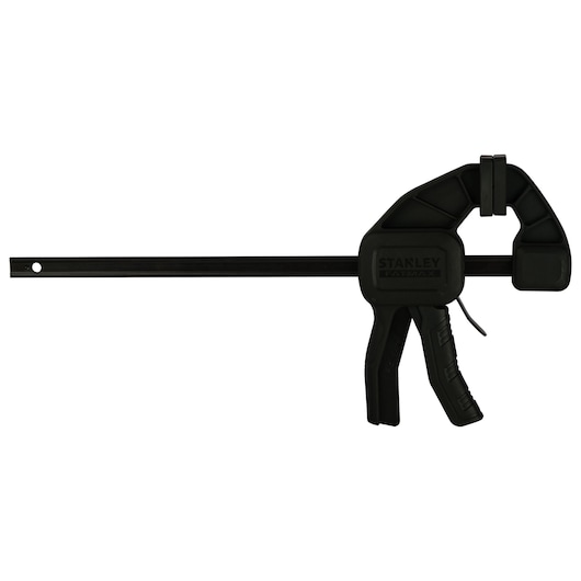 Stanley FMHT0-83235 bar clamp, black, side angle, hand tool for woodworking.