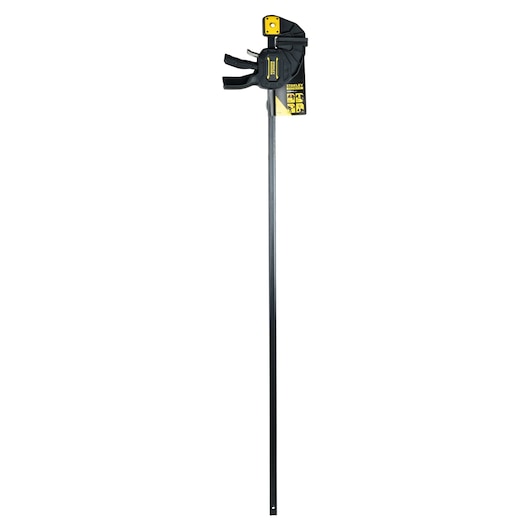 STANLEY FMHT0-83242 bar clamp, black and yellow, side view on white background.