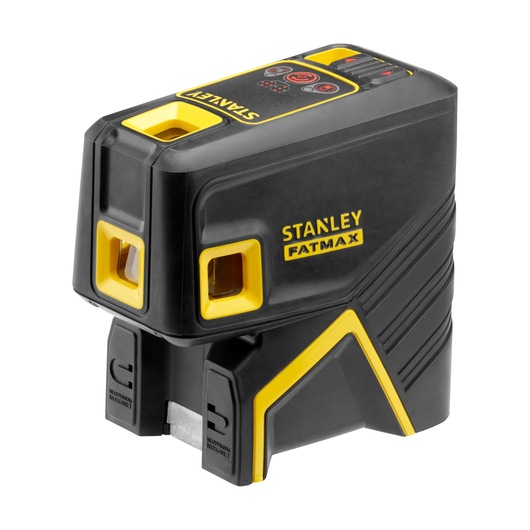 Stanley FatMax laser level device in black and yellow with control buttons on top.