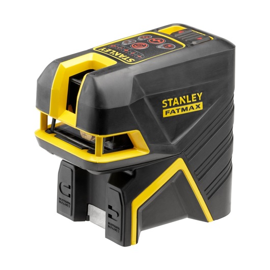 Stanley FatMax laser level in black and yellow, used for precise measurements in photography and construction.