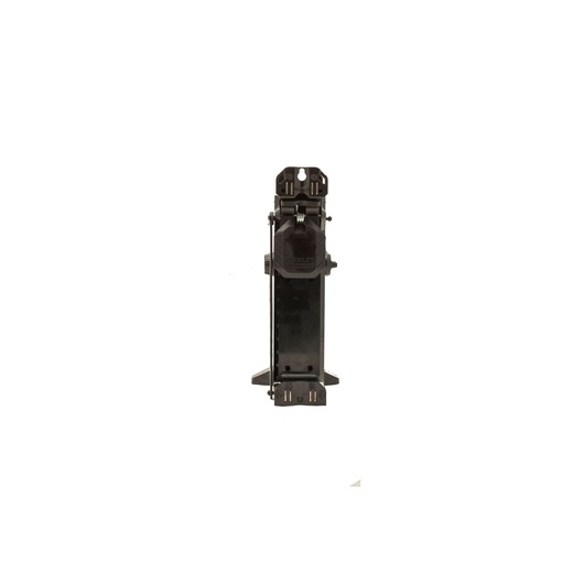 STANLEY FMHT1-77435 black wall mount bracket, front angle, for tool storage, on white background.