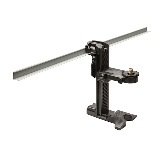 Stanley tripod clamp mount with adjustable arm for photography and equipment support.
