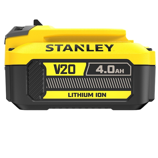 STANLEY SFMCB204 FATMAX V20 4.0Ah lithium ion battery, front angle on white background.