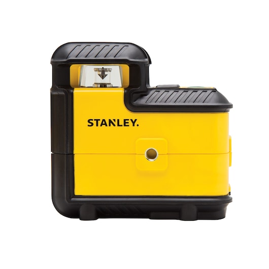 Stanley yellow and black laser level tool for precise alignment in construction or photography.