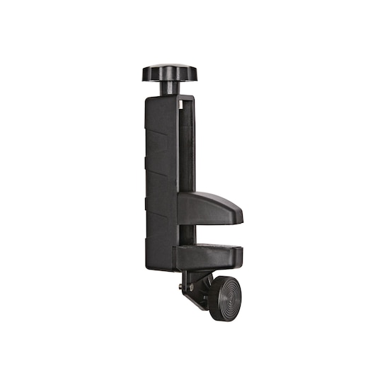 STANLEY STHT77616 black adjustable clamp photography accessory side angle on white background.