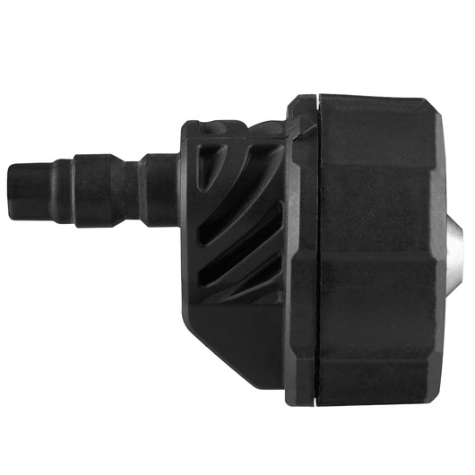 Photo of STANLEY STZ51N1 pneumatic tool accessory, black plastic and metal, shown from side angle on white background.