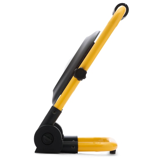 STANLEY SXLS35527E portable work light, yellow and black, side angle on white background.